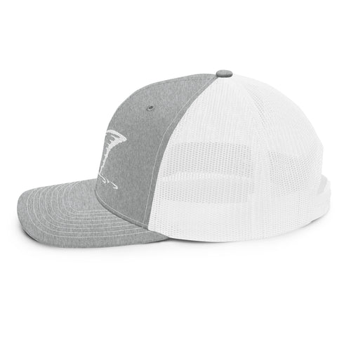 White Redfish Tail Embroidered Trucker Cap for Outdoor Style - Adjustable Comfort and Classic Fit